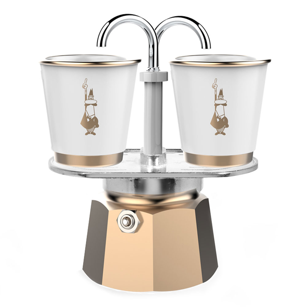 Гейзерная кофеварка Mini Express Gold с 2 стаканами в официальном интернет-магазине Bialetti