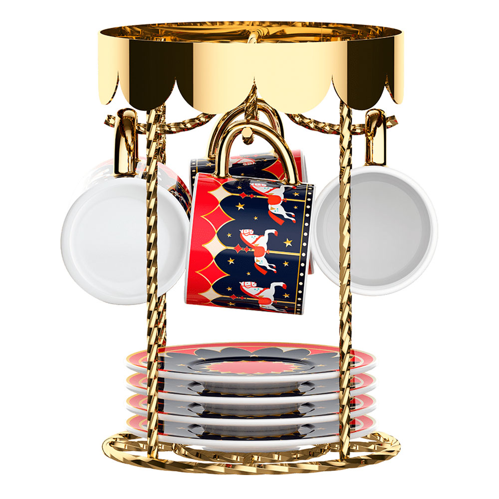 Лимитированный набор кофейных пар на подставке Bialetti Magico Ricordo от магазина Bialetti.ru